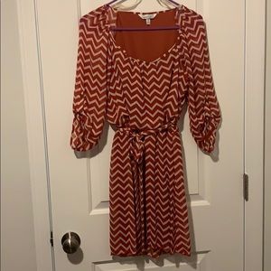 Red and cream chevron print dress. Worn twice